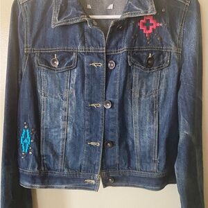 dELiA*s Blue Jean Jacket with Pink and Blue Accents